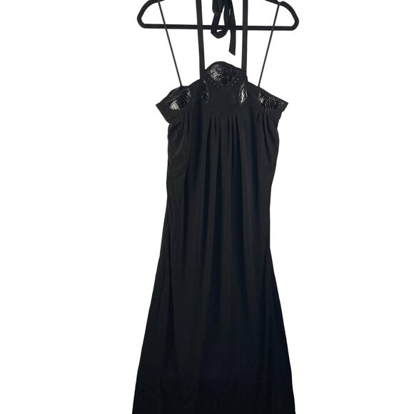 Anthropologie Leifsdottir Black Halter Maxi Dress Size Small - Picture 2 of 12